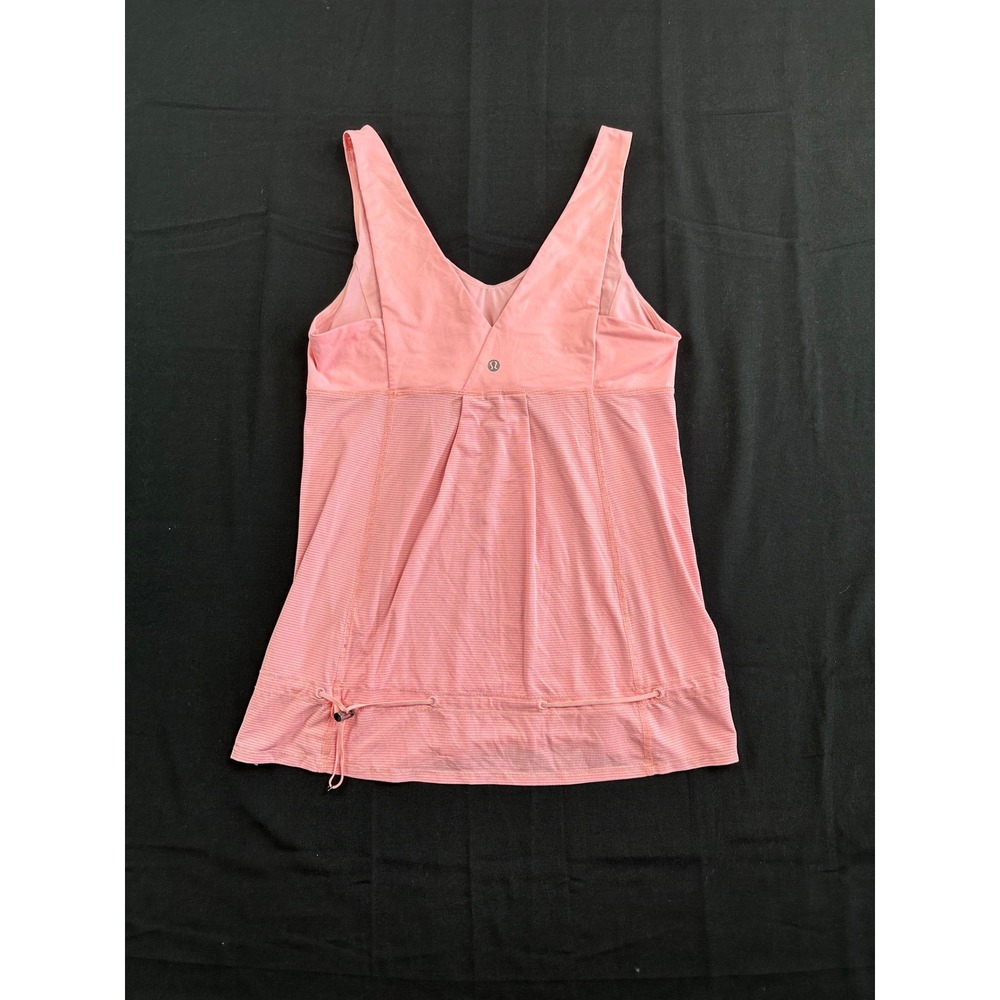 Lululemon No Limits Tank Top Pink Striped Built In Bra Adjustable Hem Size 10